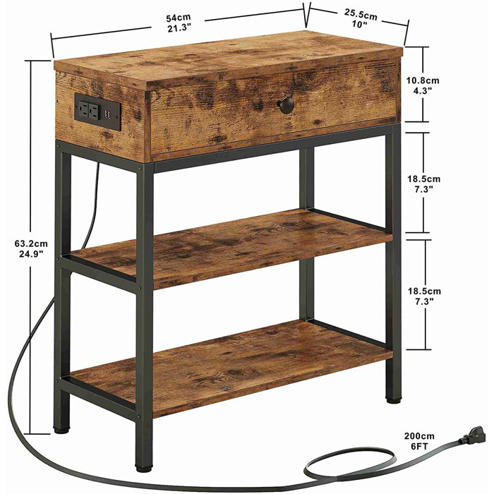 17 Stories Reca Vintage Color Triple Row Side Table with Door & Reviews